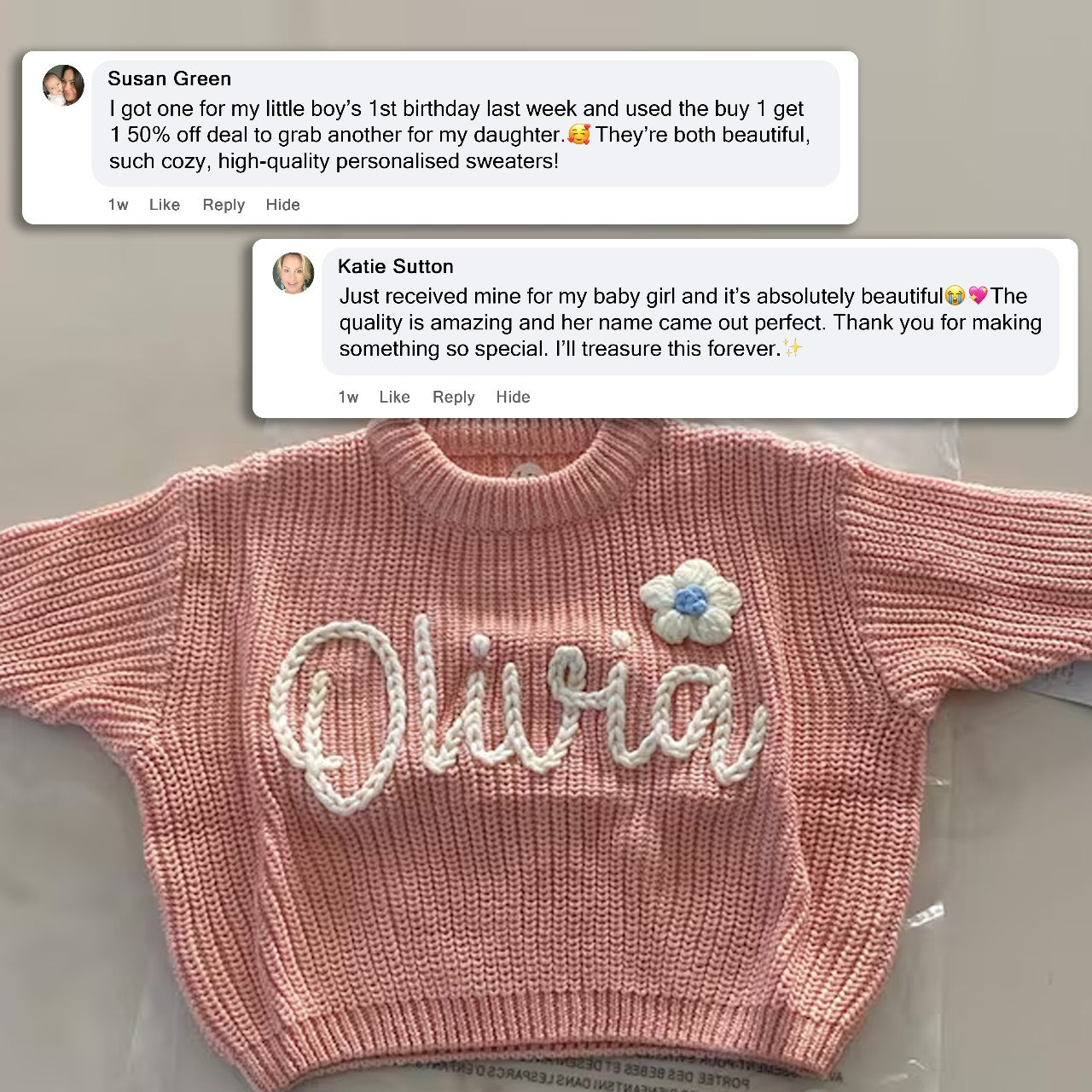 Custom Baby Name Sweater Gift from Mom
